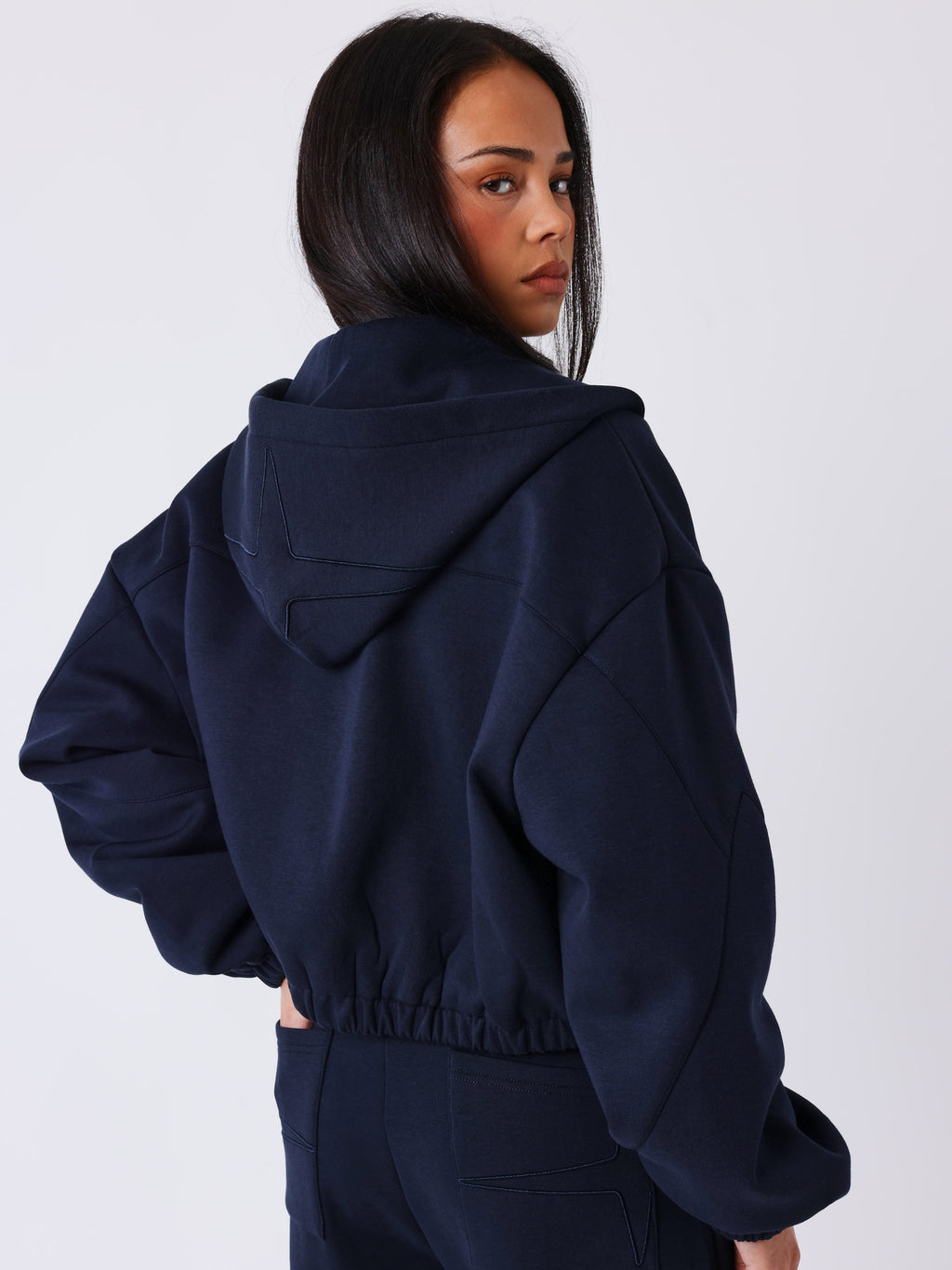Chaqueta Boxy con Cremallera Natural