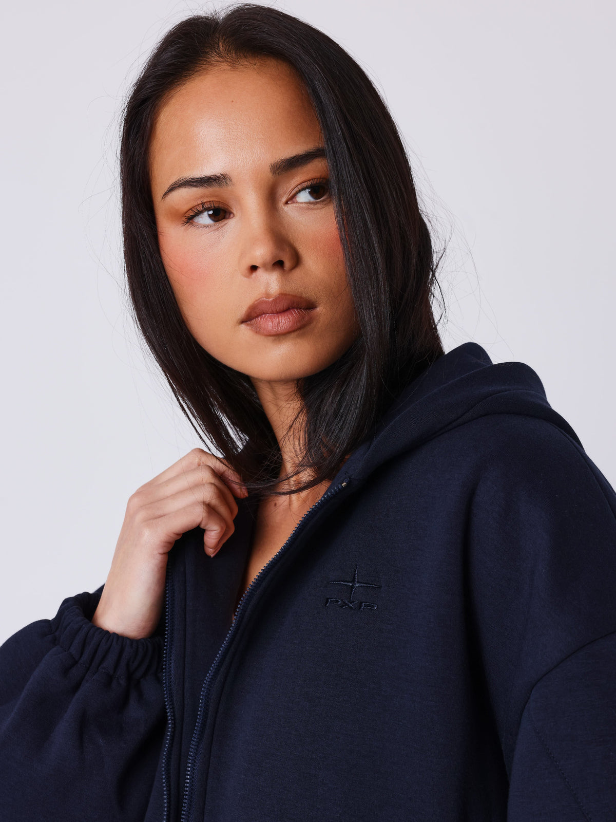 Chaqueta Boxy con Cremallera Natural