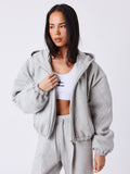 Chaqueta Boxy con Cremallera Natural