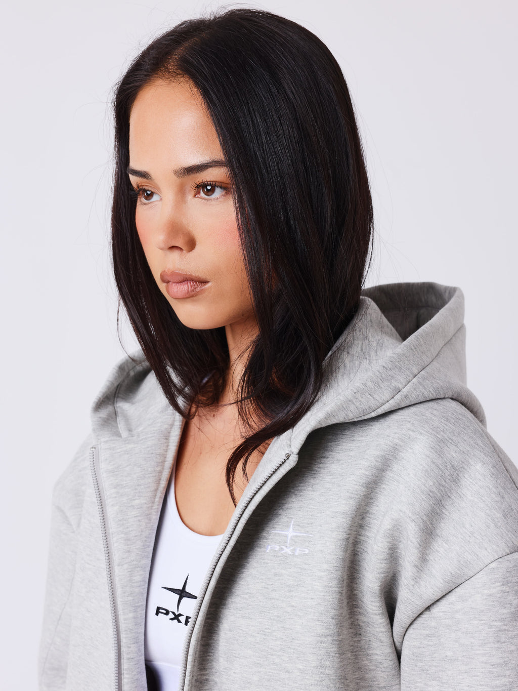 Chaqueta Boxy con Cremallera Natural