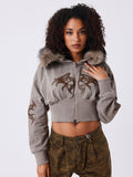 Chaqueta con Cremallera de Pelo Natural