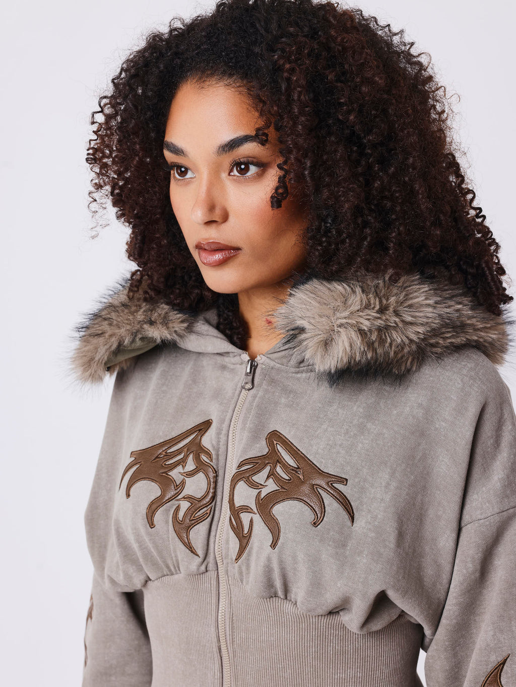 Chaqueta con Cremallera de Pelo Natural