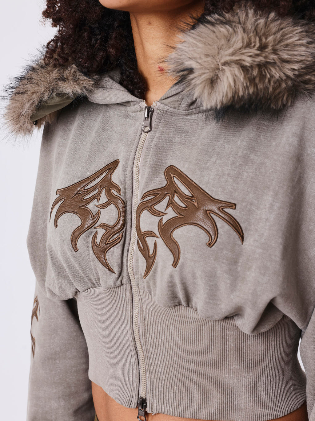 Chaqueta con Cremallera de Pelo Natural