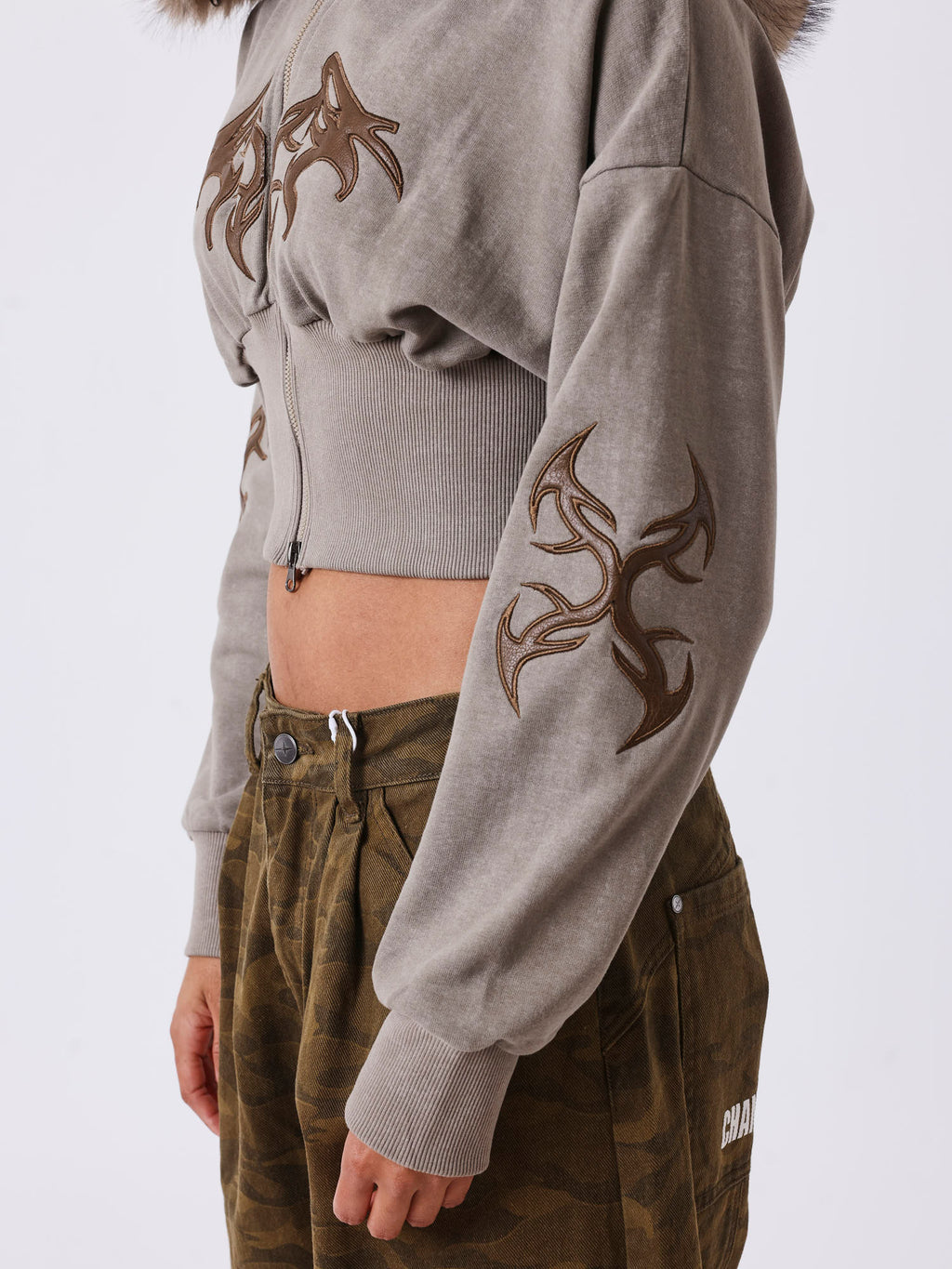 Chaqueta con Cremallera de Pelo Natural