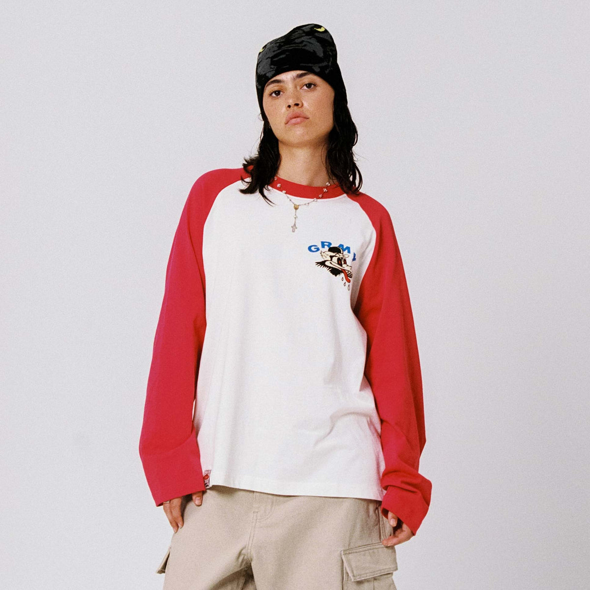 Red Wild One Raglan Long Sleeve T-Shirt