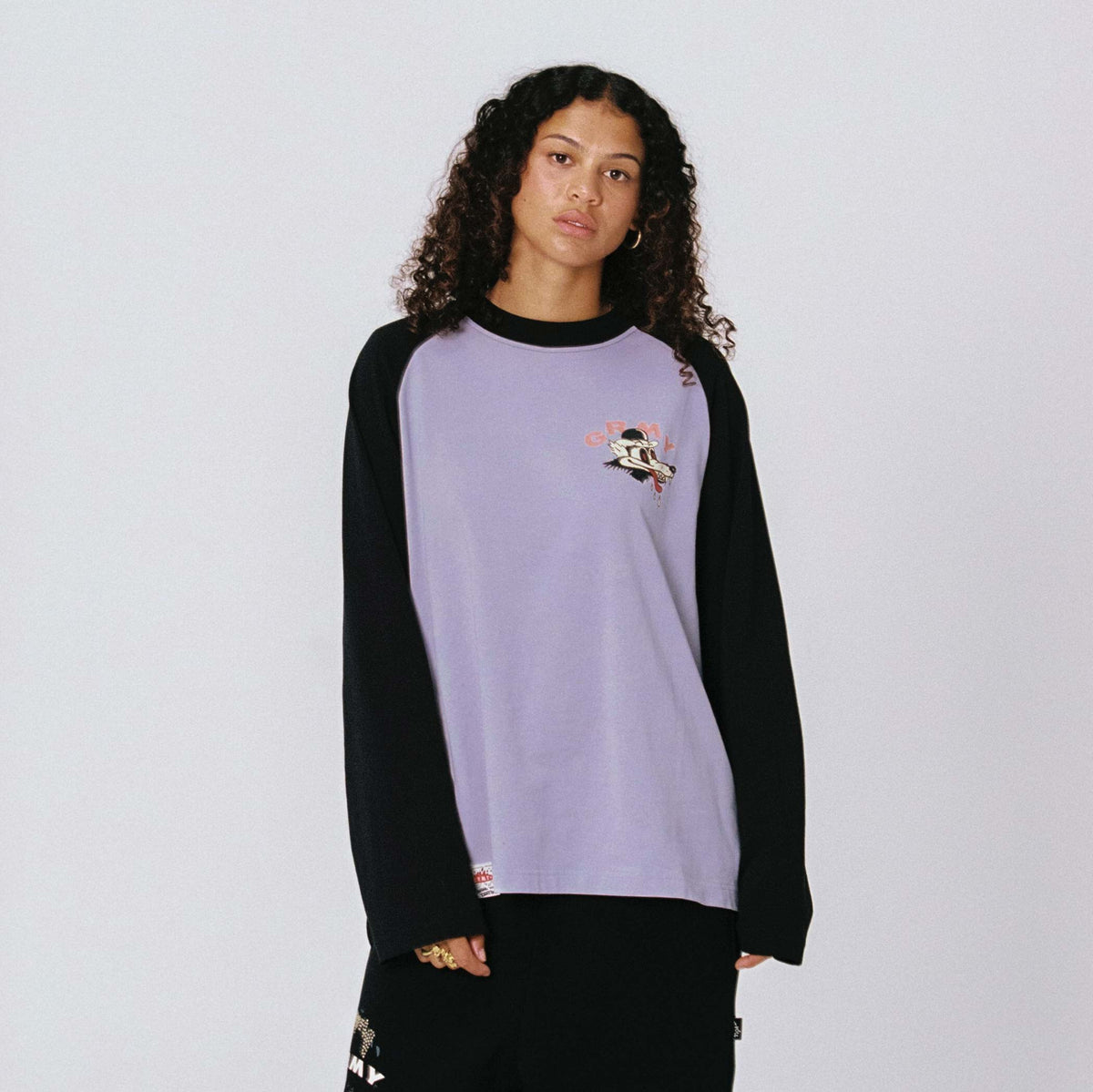 Camiseta Manga Larga Wild One Raglan Negra