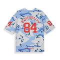 Camiseta Concreat Jungle Estampado Integral Cuello V Oversized Camuflaje Azul