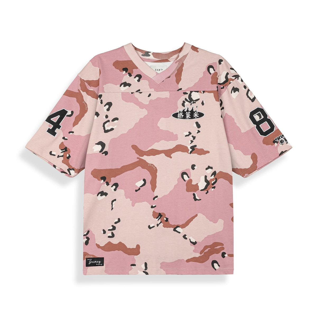 Camiseta Concreat Jungle Estampado Integral Cuello V Oversized Camuflaje Rosa