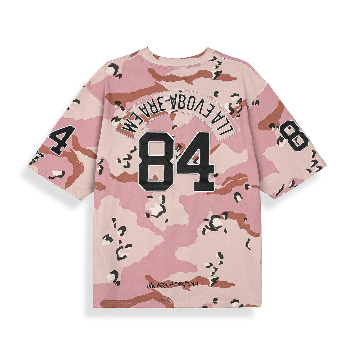 Camiseta Concreat Jungle Estampado Integral Cuello V Oversized Camuflaje Rosa