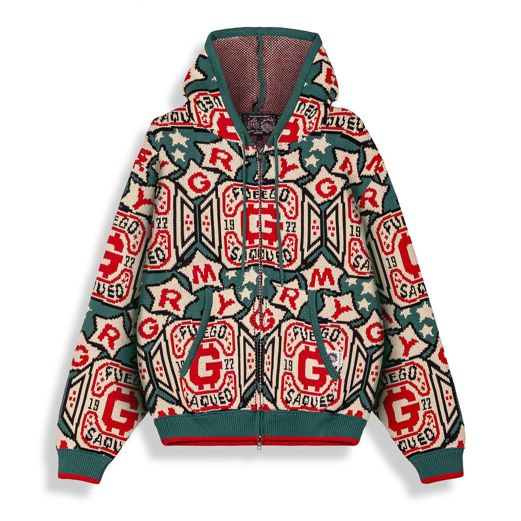 Sho Nuff Petrol Green Zip-Up Knit Hoodie