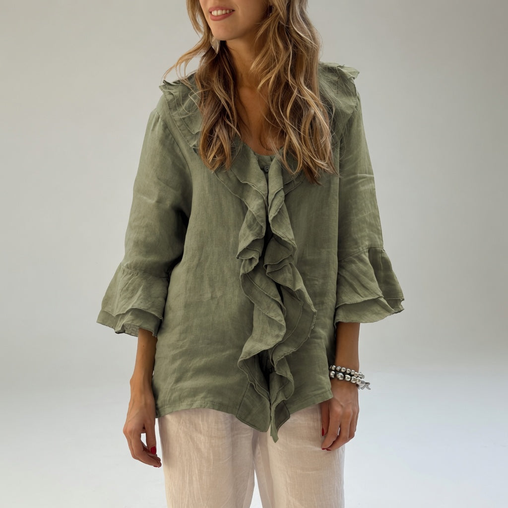 Apolline | Blusa Fluida con Cuello de Volante