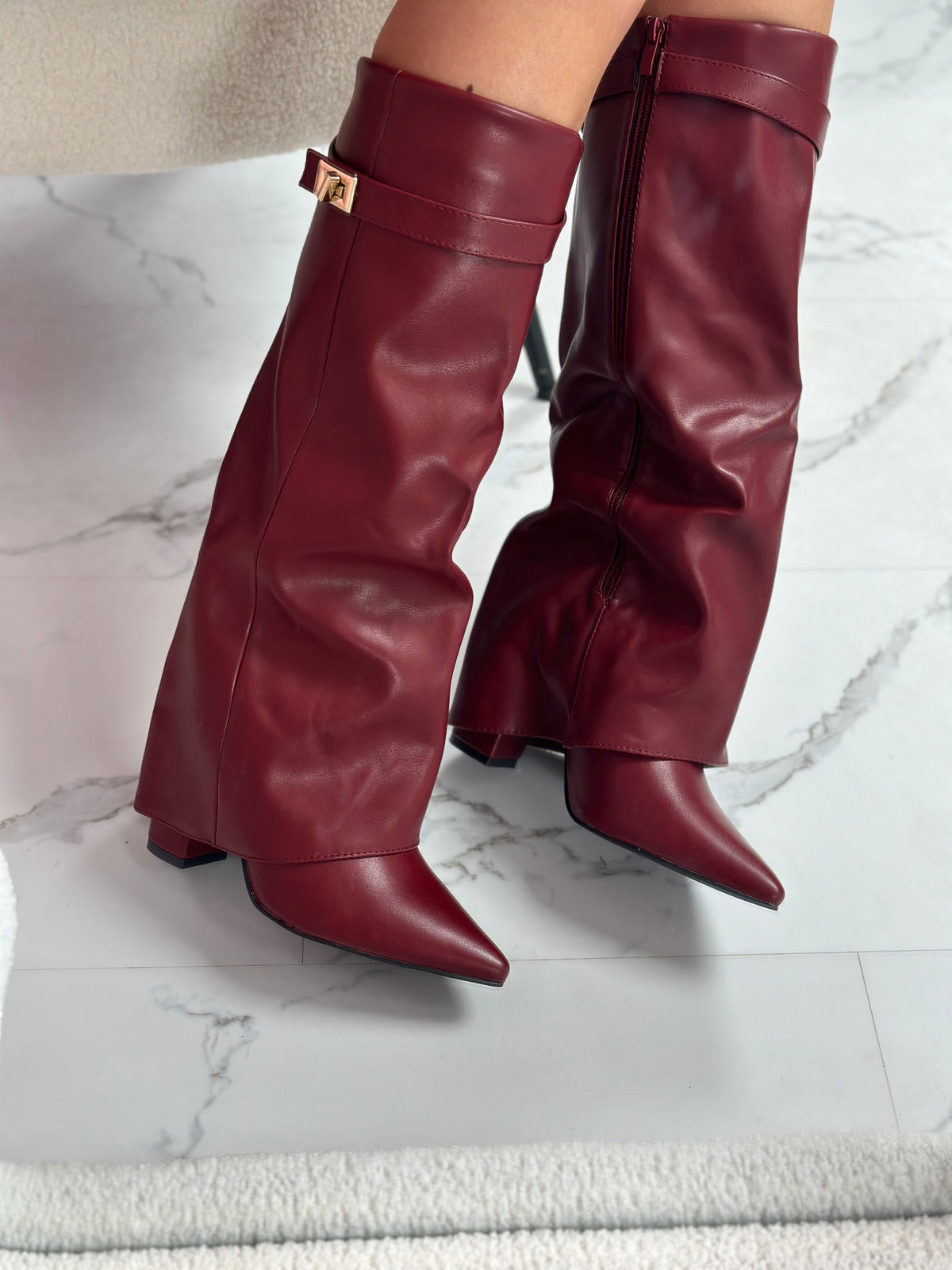 Eloise | Botas de Cuero Color Burdeos