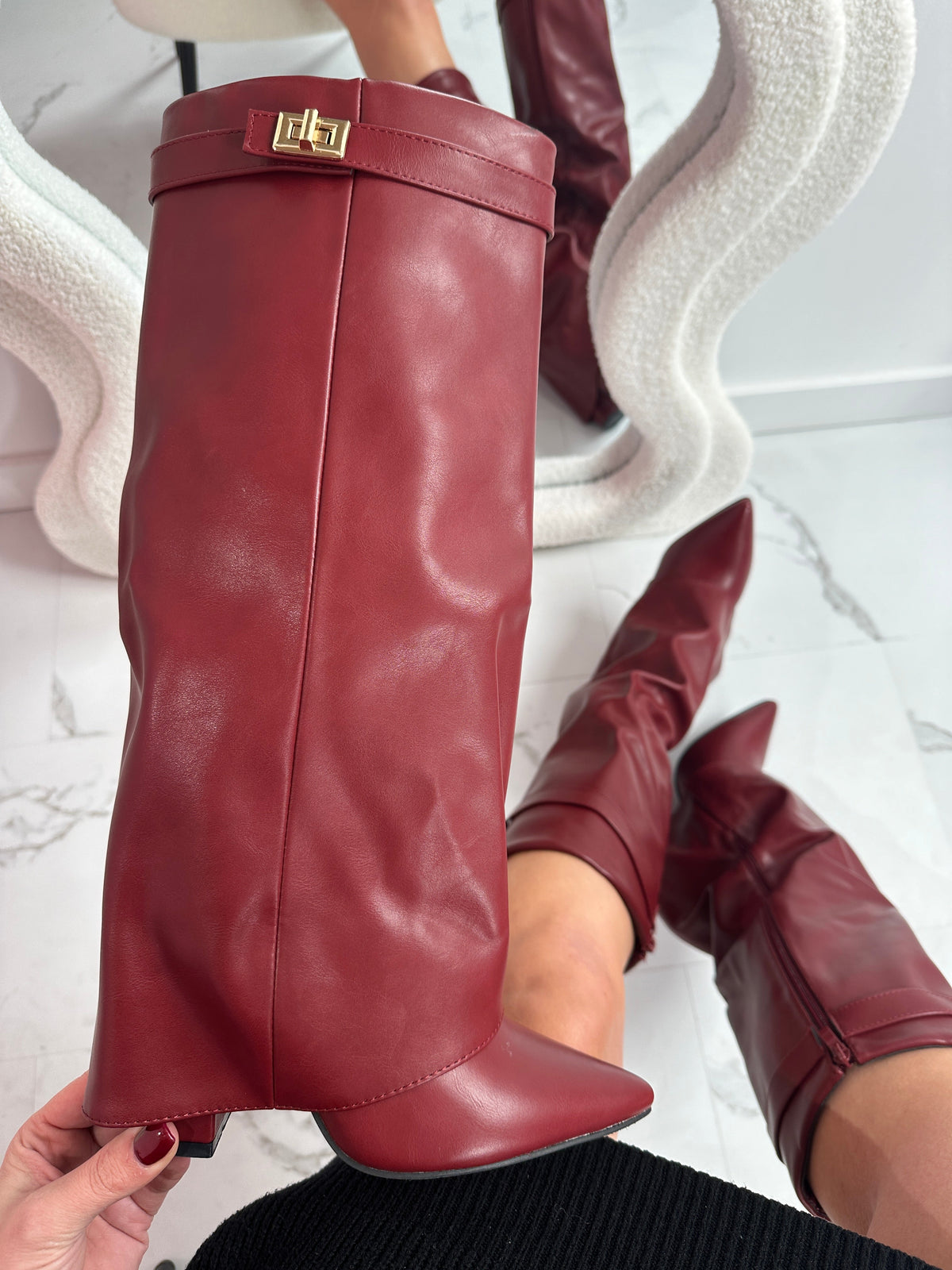 Eloise | Botas de Cuero Color Burdeos