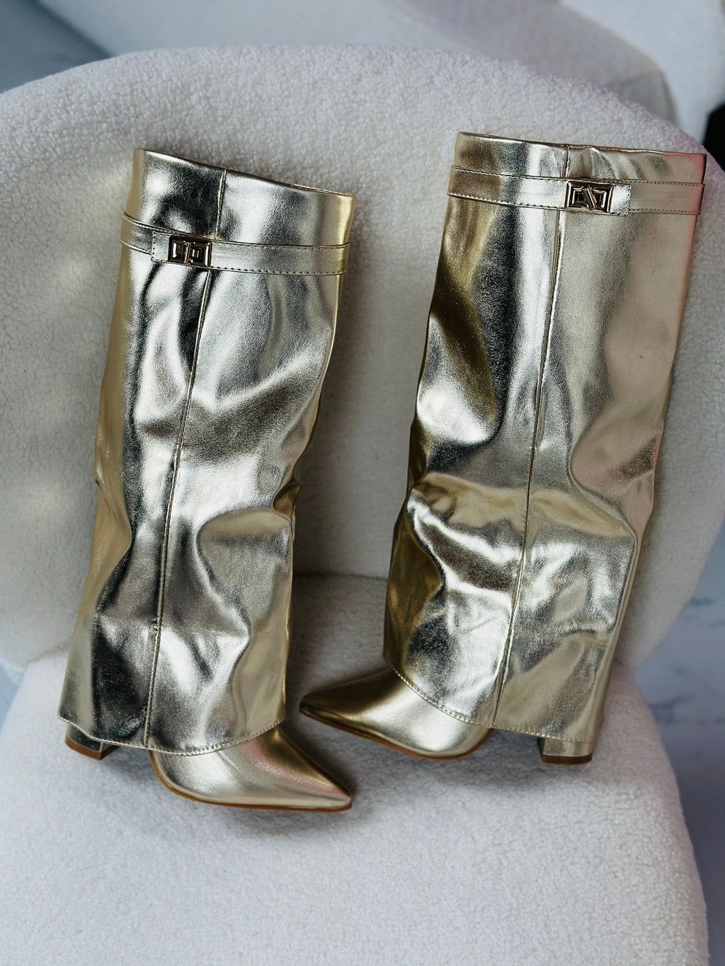 Seraphina | Botas de Cuero Dorado