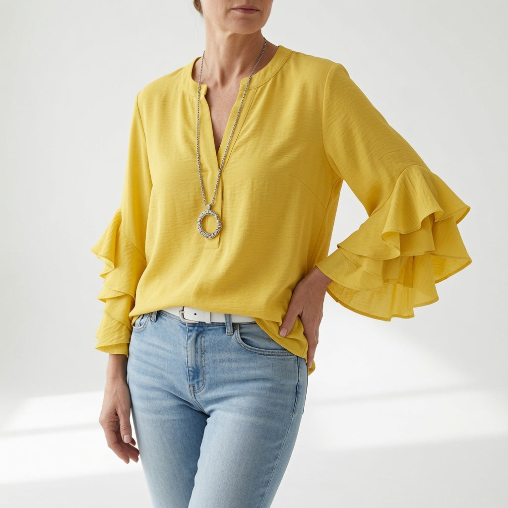 Mélorisse | Blusa Fluida con Mangas de Volantes