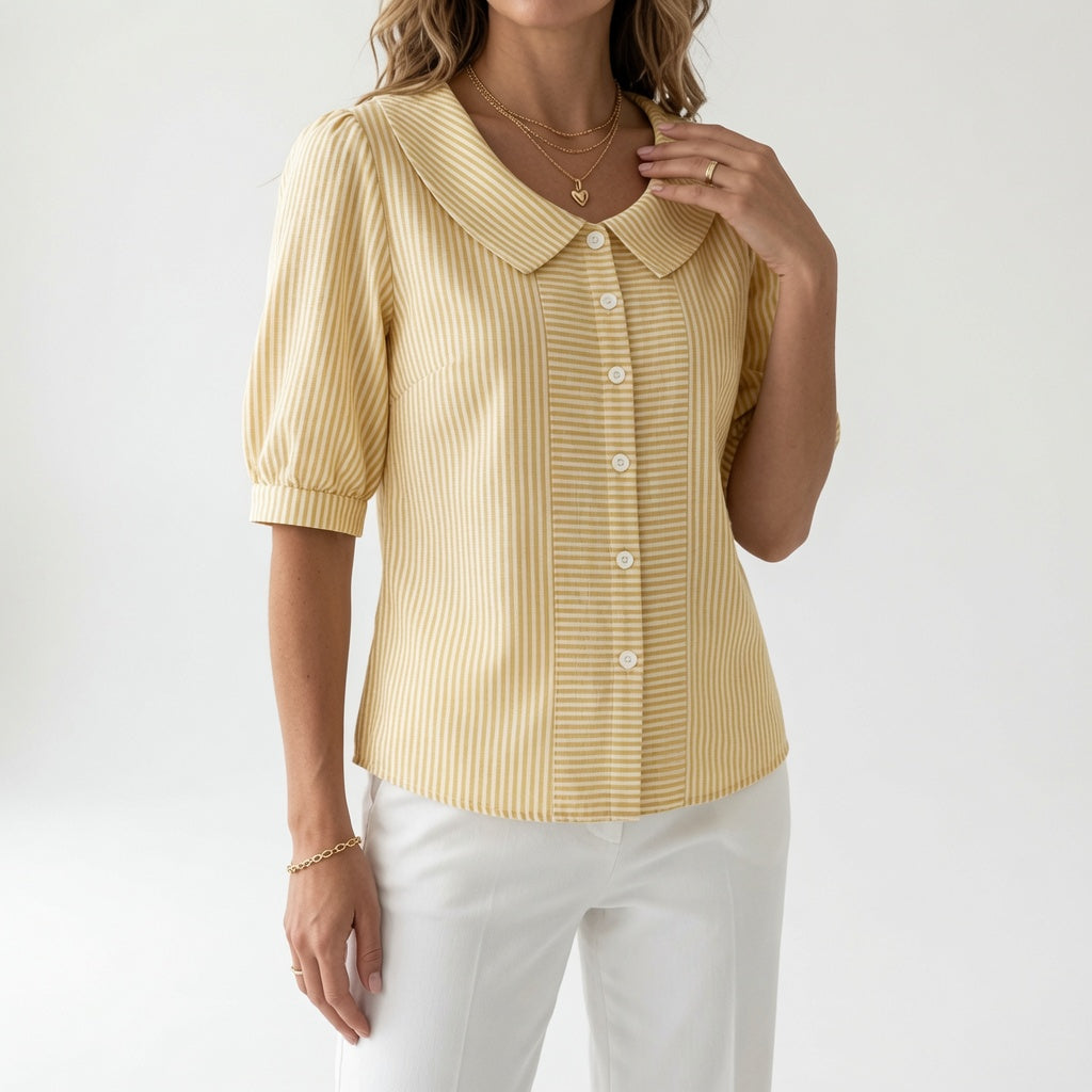 Zélie | Blusa de Rayas con Mangas Abullonadas