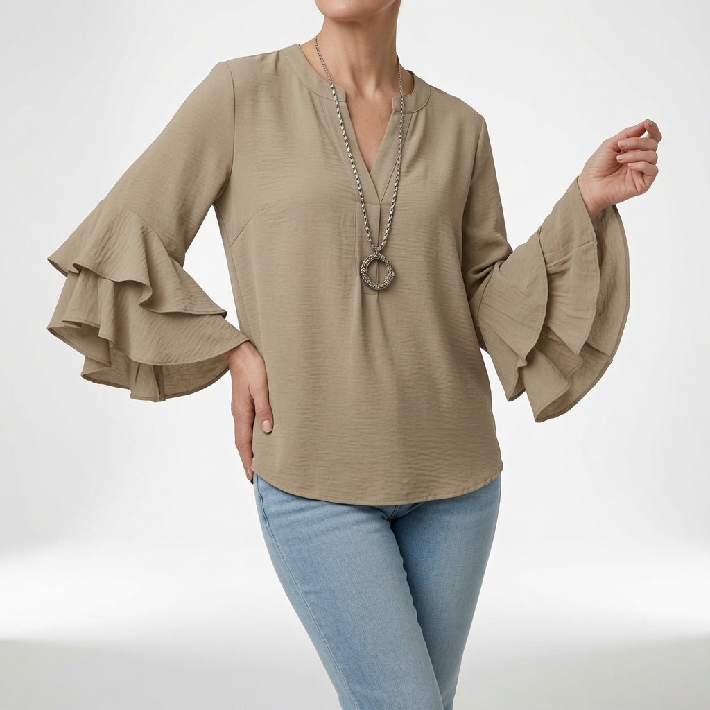 Mélorisse | Blusa Fluida con Mangas de Volantes