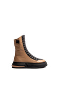 Mink Black Chunky Sole Leather Boots Moko1