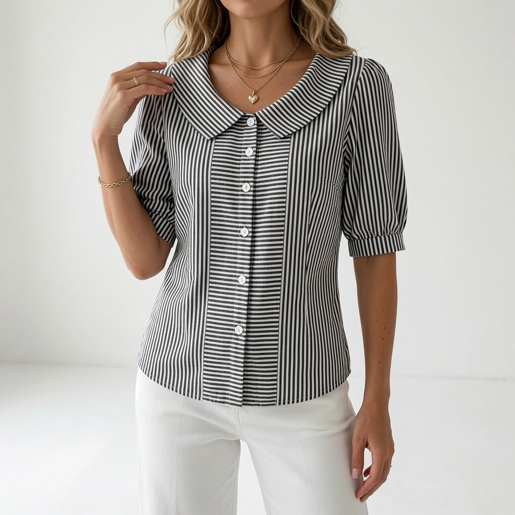 Zélie | Blusa de Rayas con Mangas Abullonadas