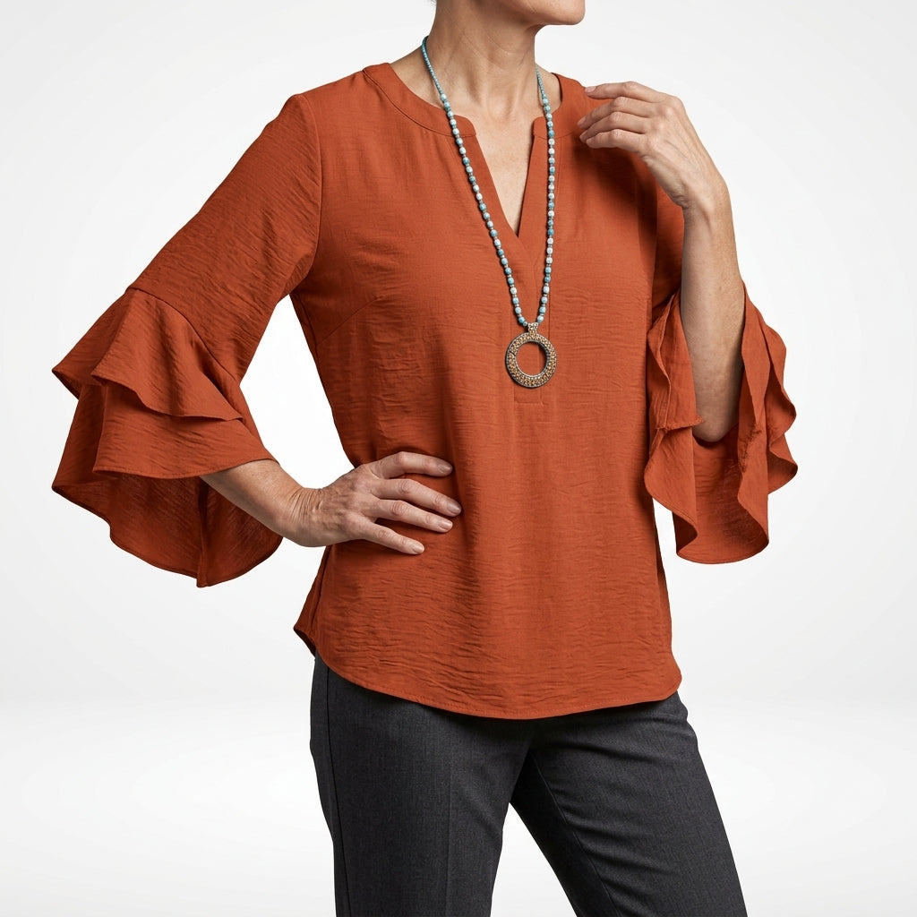 Mélorisse | Blusa Fluida con Mangas de Volantes