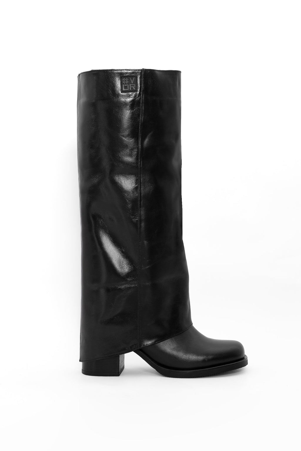 Pegaso Black Chunky Heeled Leather Boots