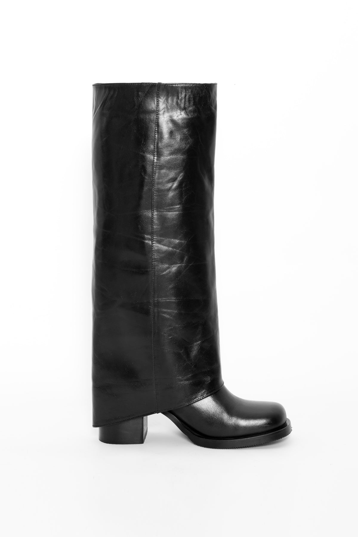 Pegaso Black Chunky Heeled Leather Boots