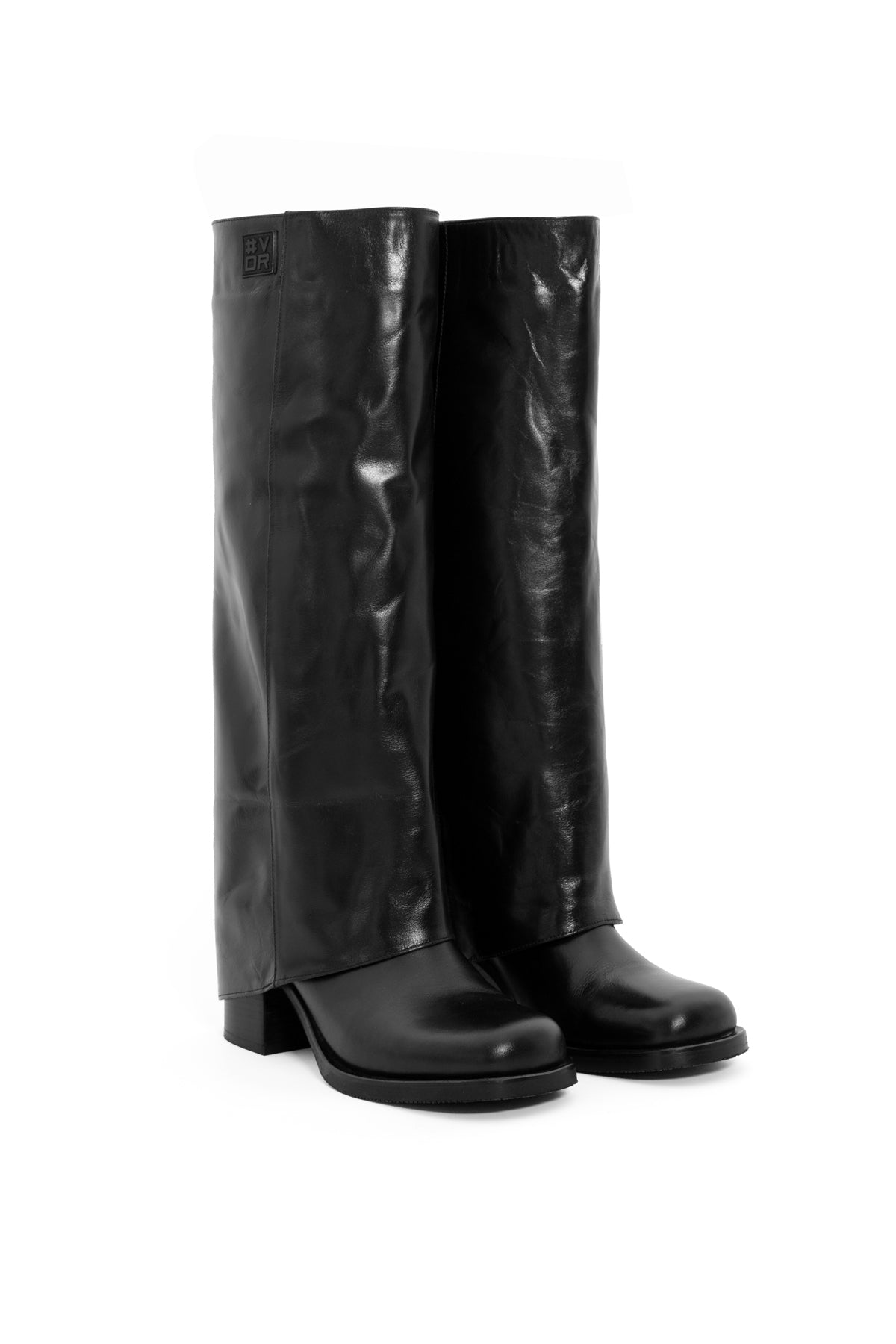 Pegaso Black Chunky Heeled Leather Boots