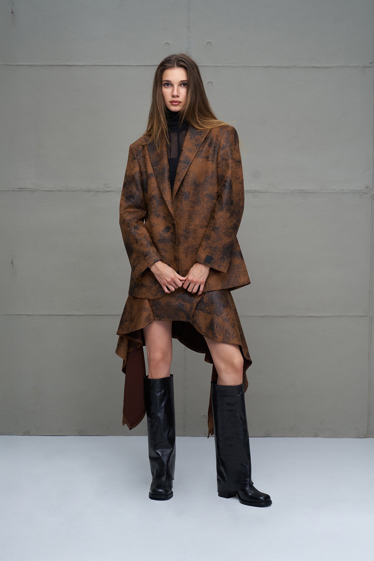 Pegaso Black Chunky Heeled Leather Boots