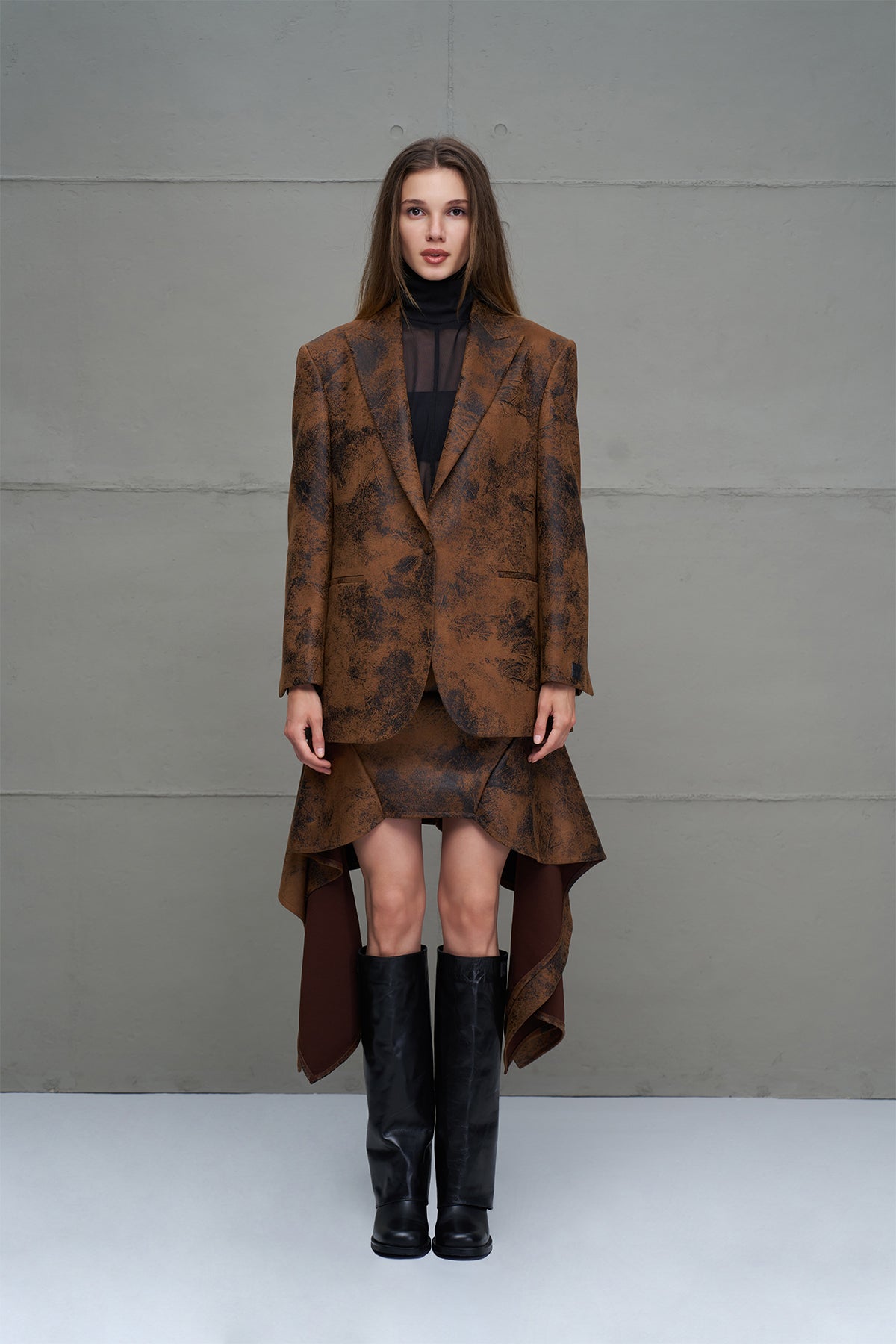 Pegaso Black Chunky Heeled Leather Boots