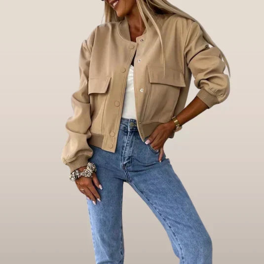 Paula |Chaqueta bomber - Estilo corto con bolsillos con solapa