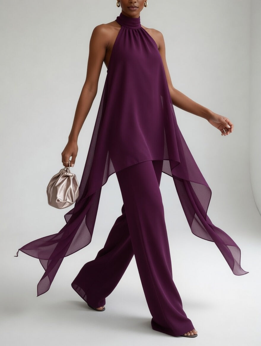 Conjunto Thaïs Halter Fluido con Sofisticación Atrevida