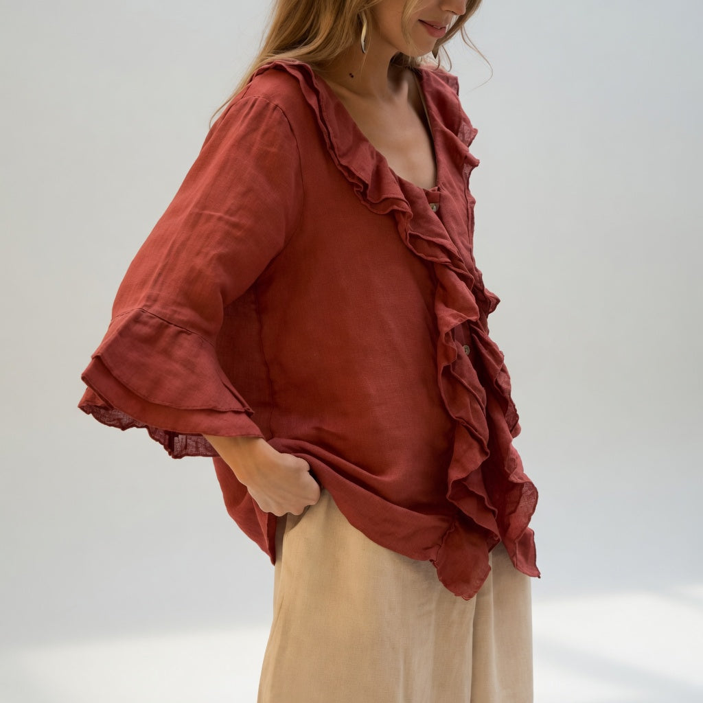 Apolline | Blusa Fluida con Cuello de Volante