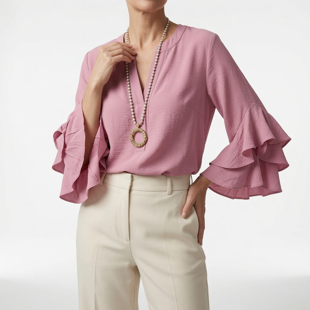 Mélorisse | Blusa Fluida con Mangas de Volantes