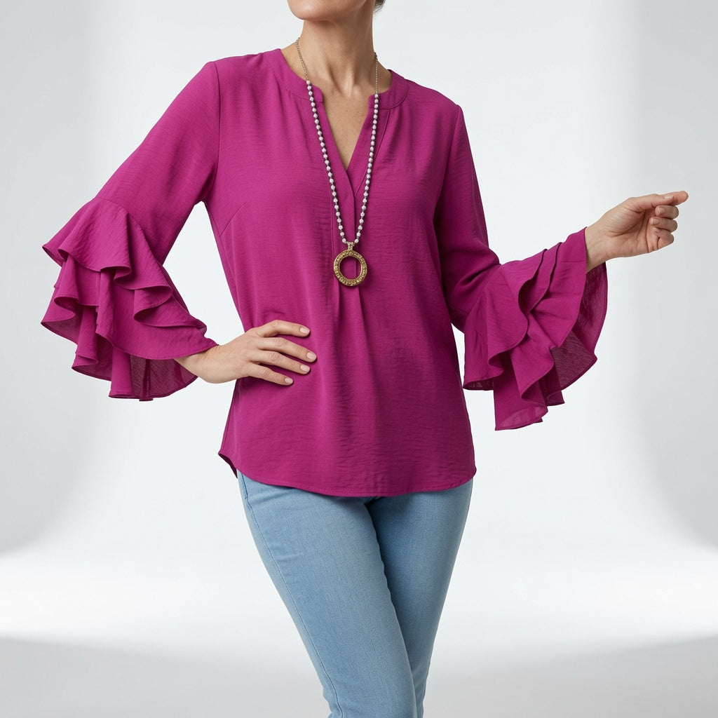 Mélorisse | Blusa Fluida con Mangas de Volantes