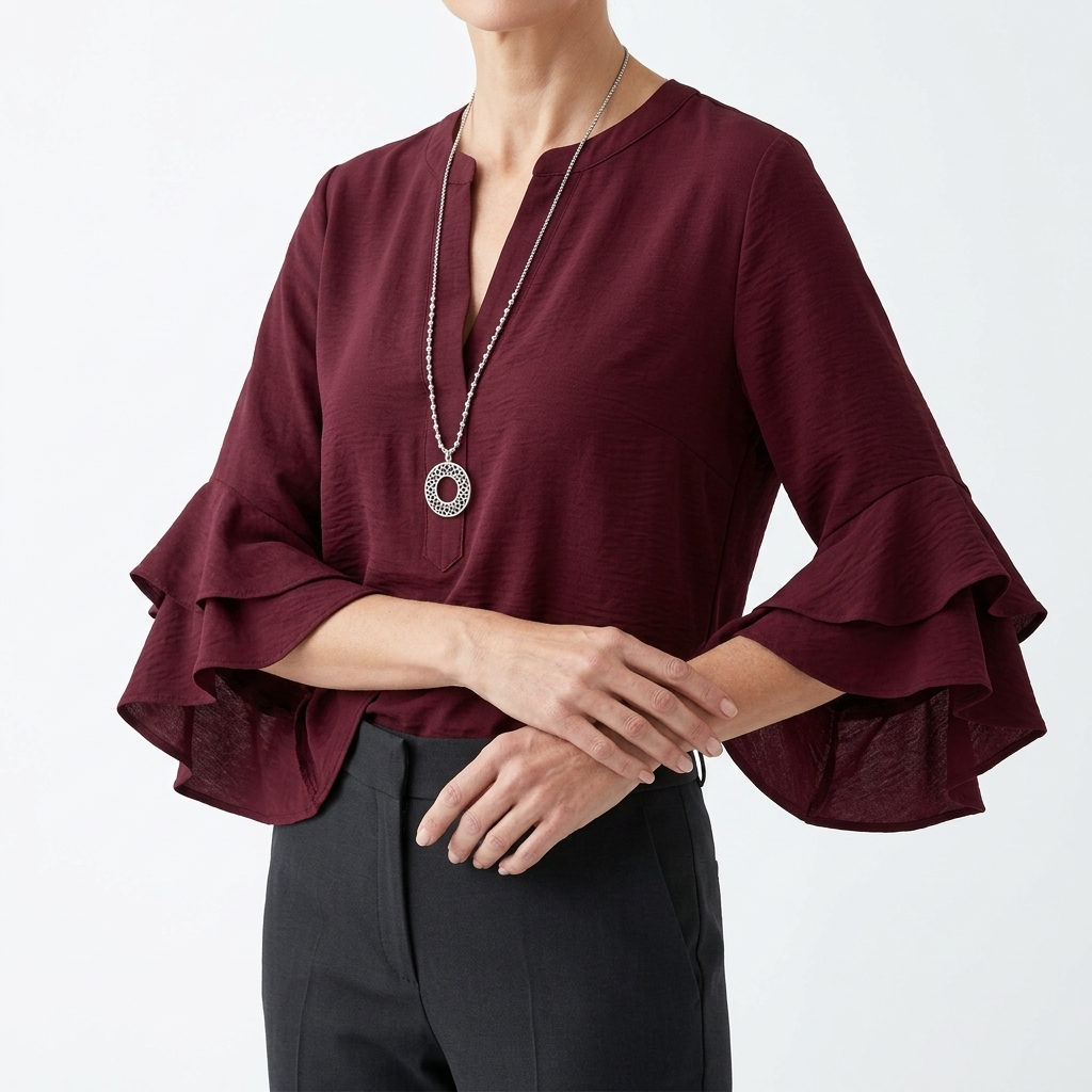 Mélorisse | Blusa Fluida con Mangas de Volantes