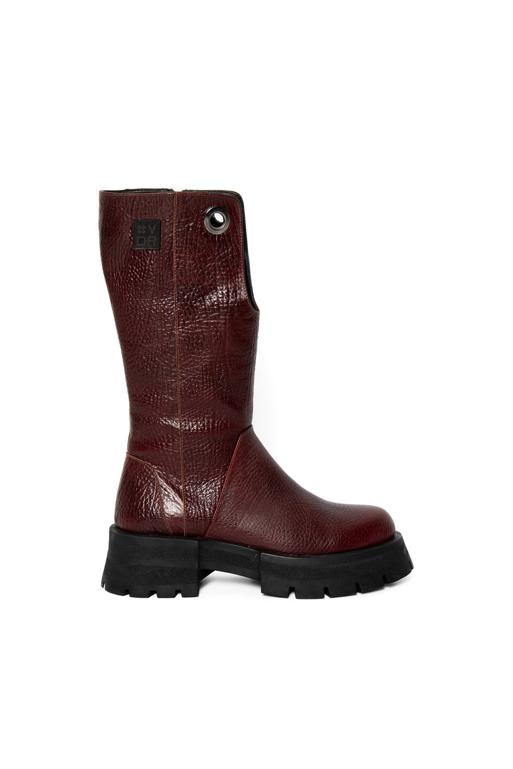Burgundy Knee High Leather Boots Stefania