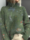 Elin | Jersey de Cuello Alto con Estampado Bosque