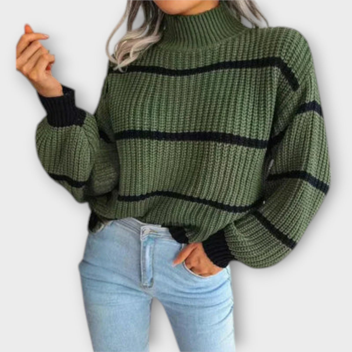 Juliana | Jersey de cuello alto a rayas
