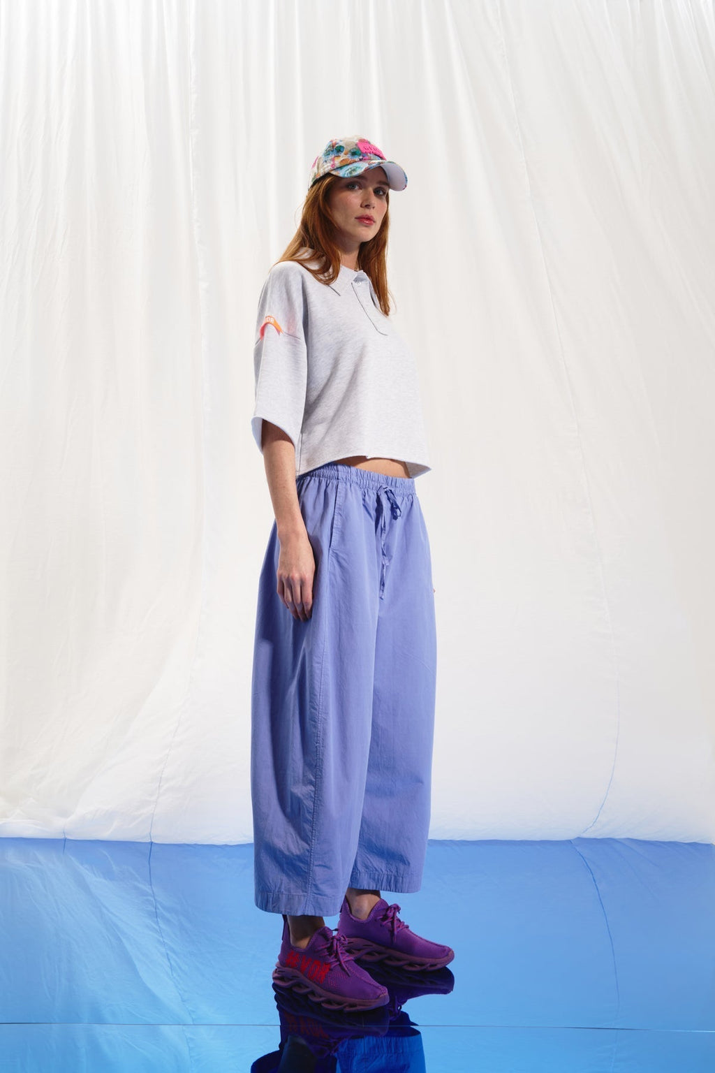 Lilac Poplin Baggy Trousers