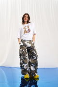 Khaki Camouflage Wide Leg Cargo Pants