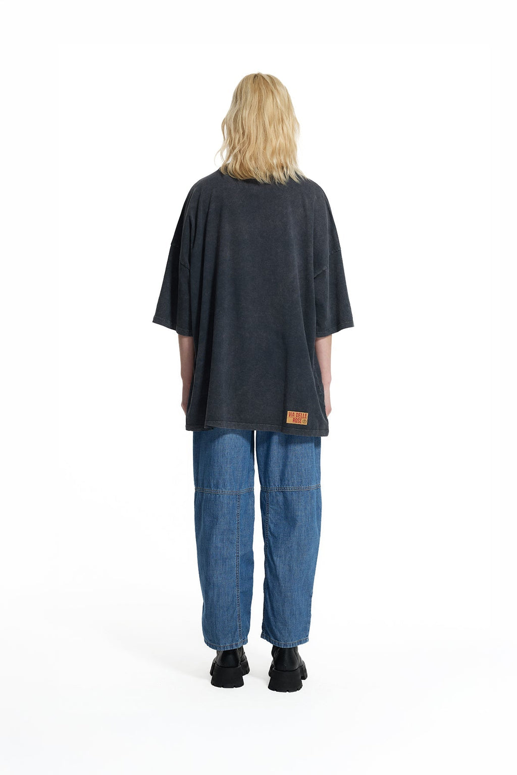 Pantalón Vaquero Tobillero con Cremallera y Rayas Azul