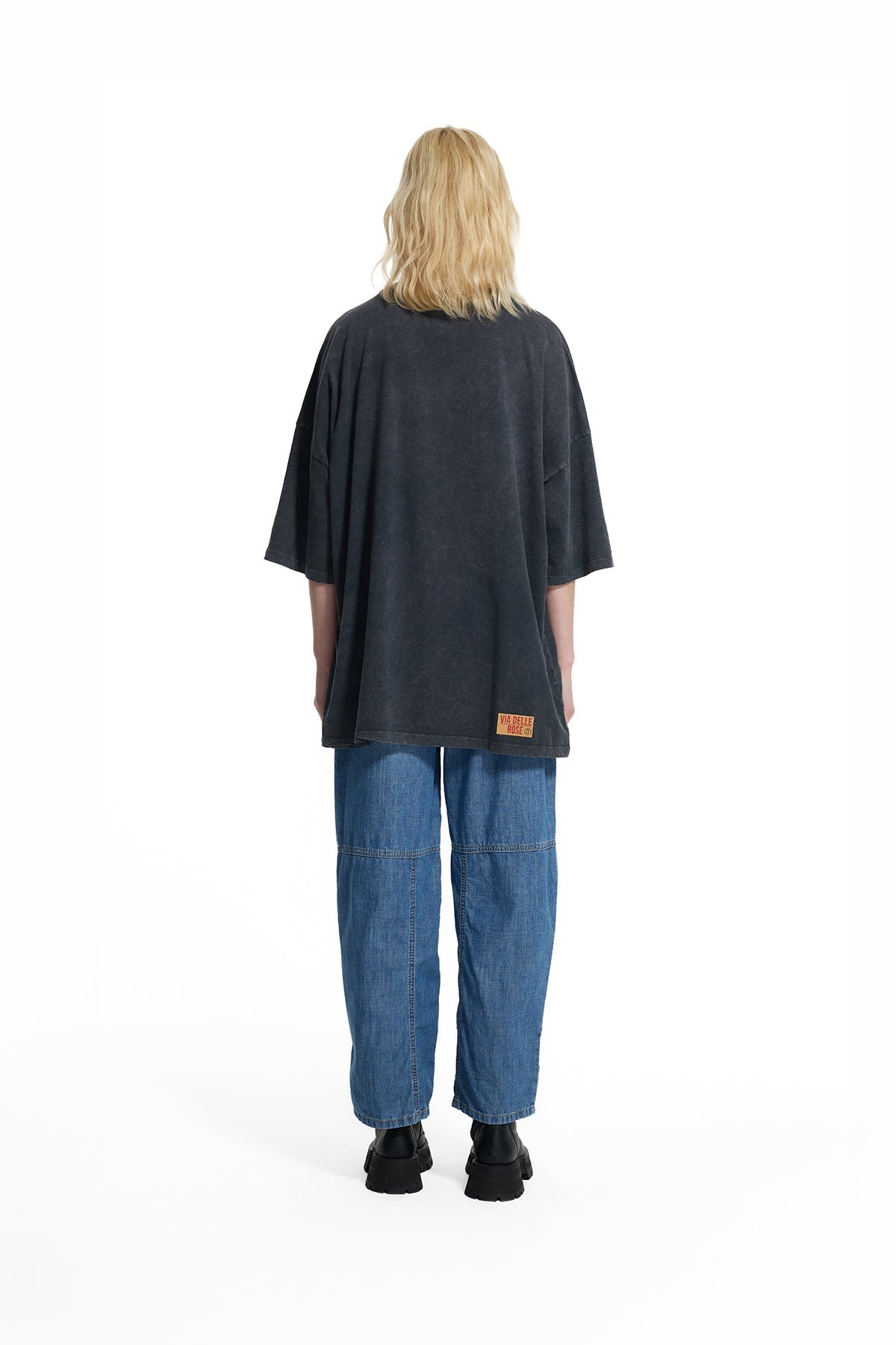 Pantalón Vaquero Tobillero con Cremallera y Rayas Azul
