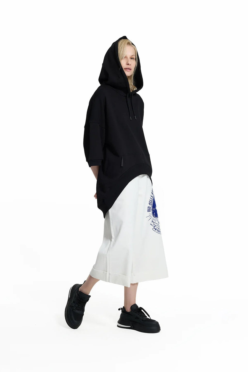 Black Short Sleeve Hoodie