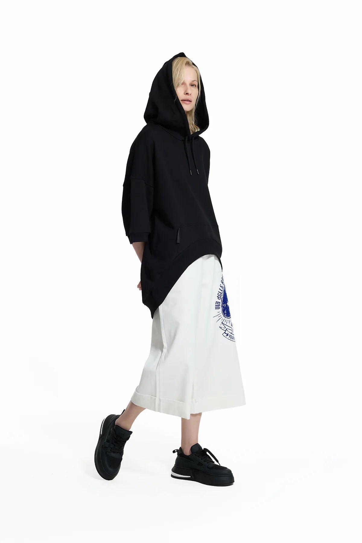 Black Short Sleeve Hoodie