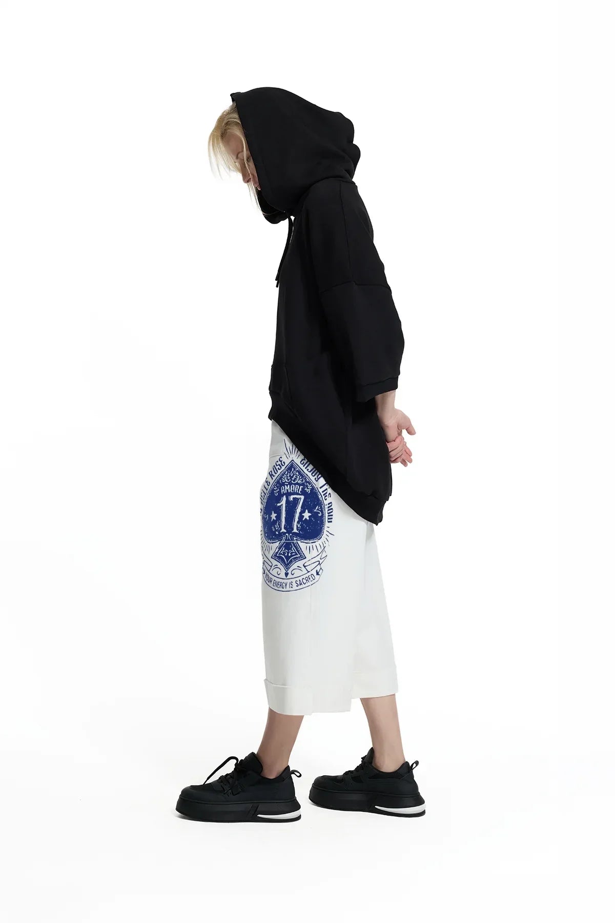 Black Short Sleeve Hoodie