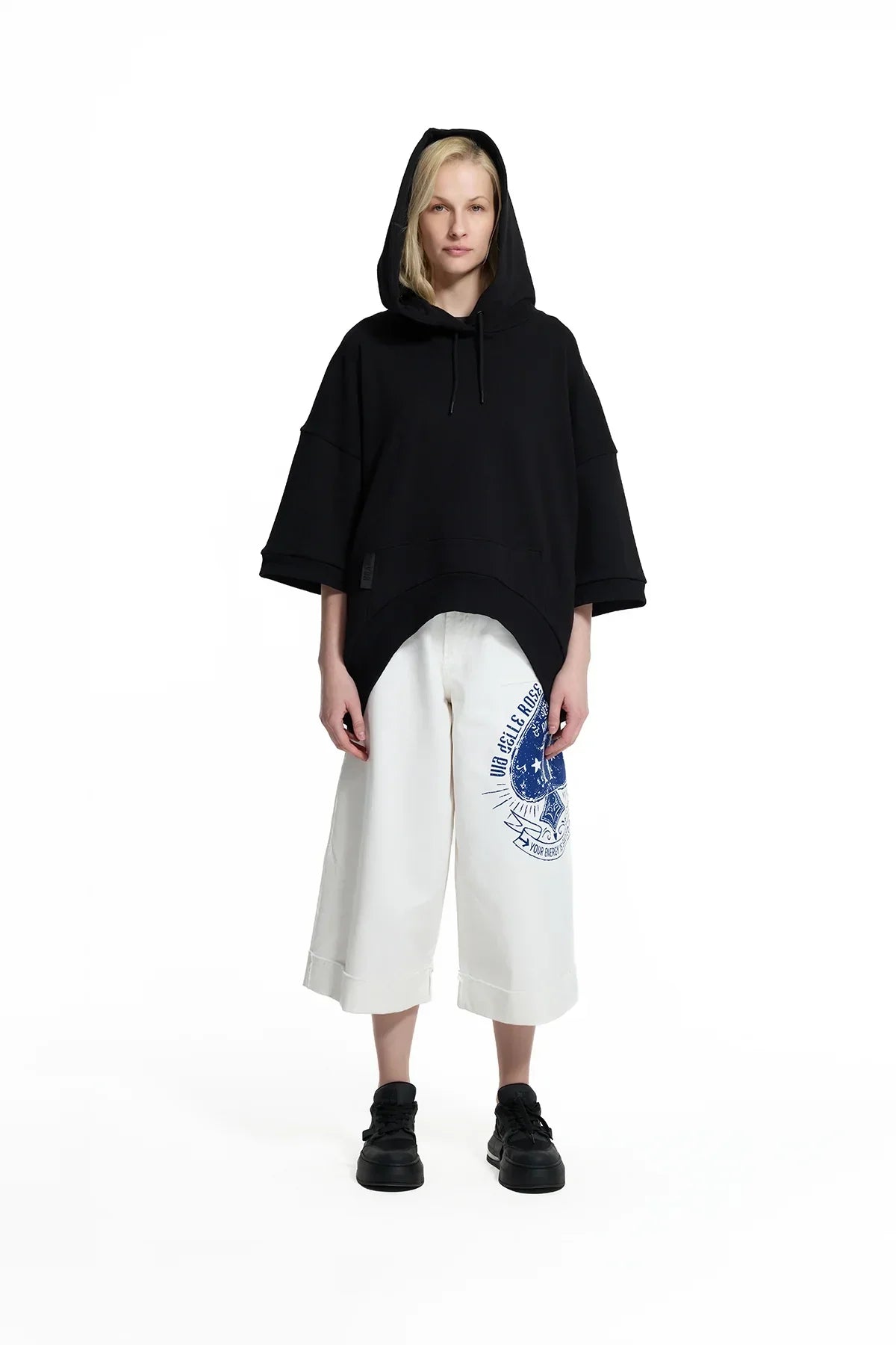 Black Short Sleeve Hoodie