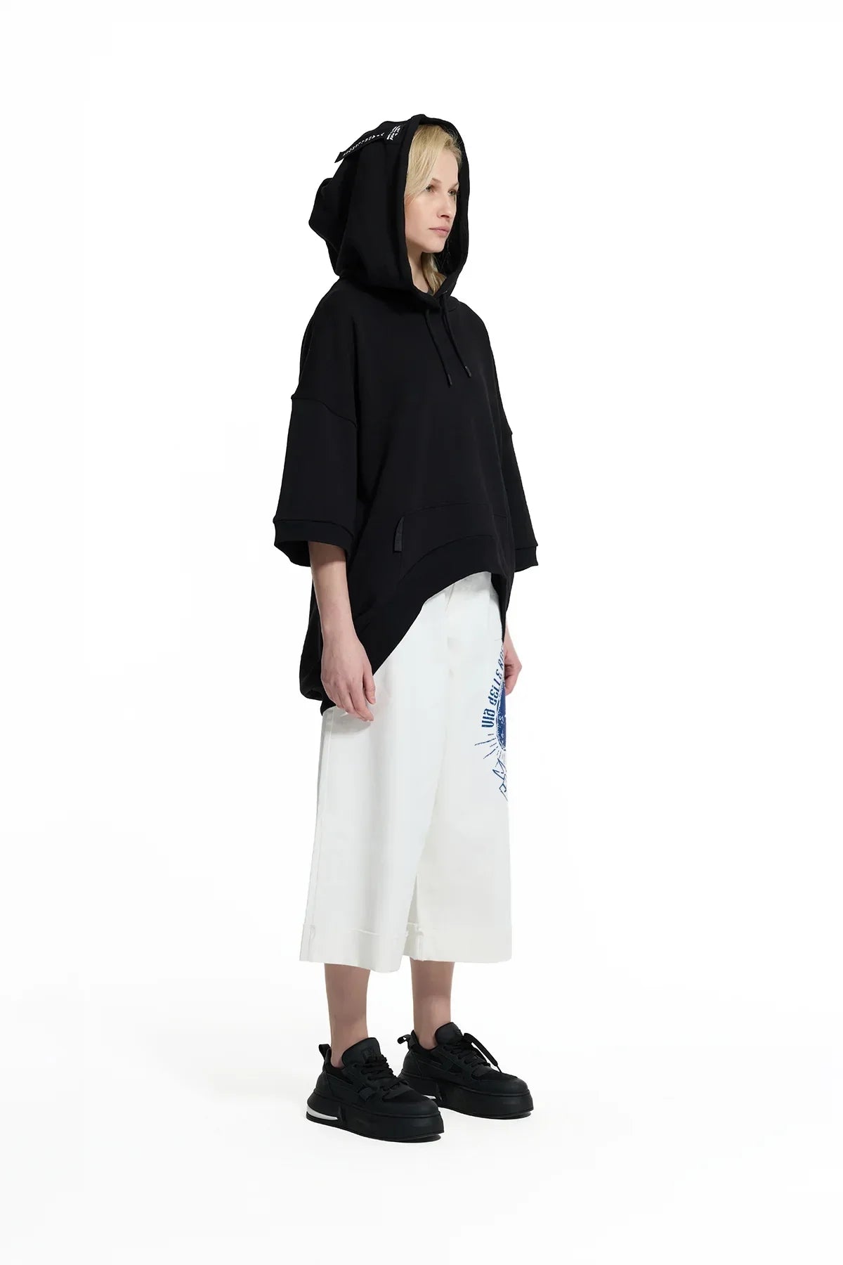 Black Short Sleeve Hoodie