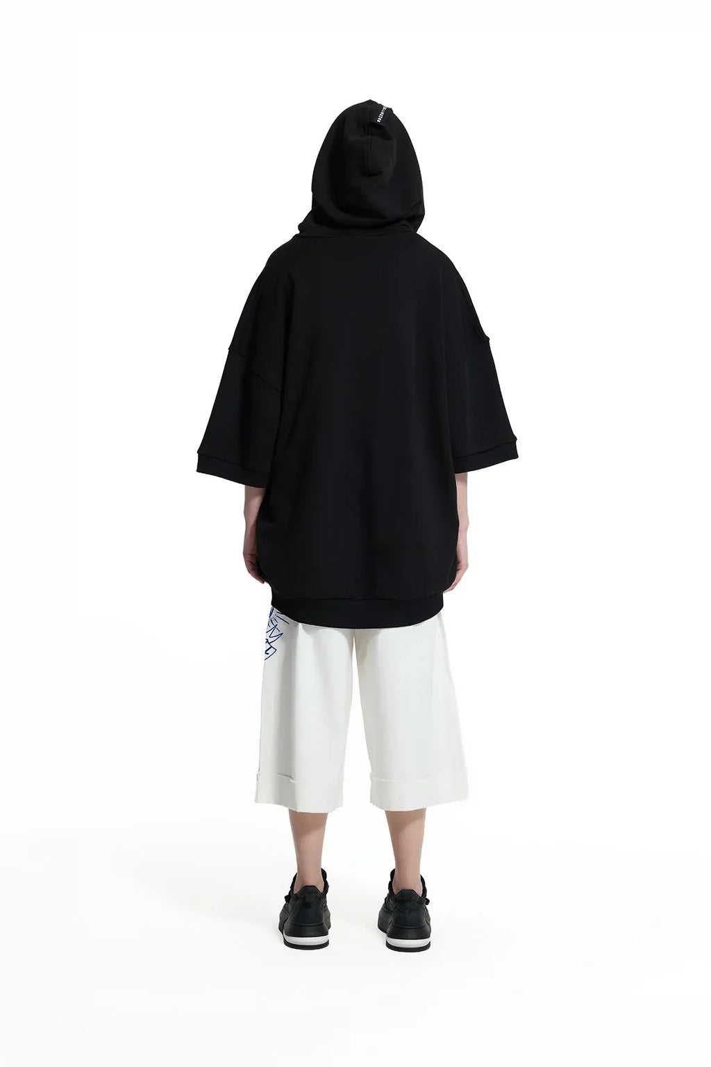 Black Short Sleeve Hoodie