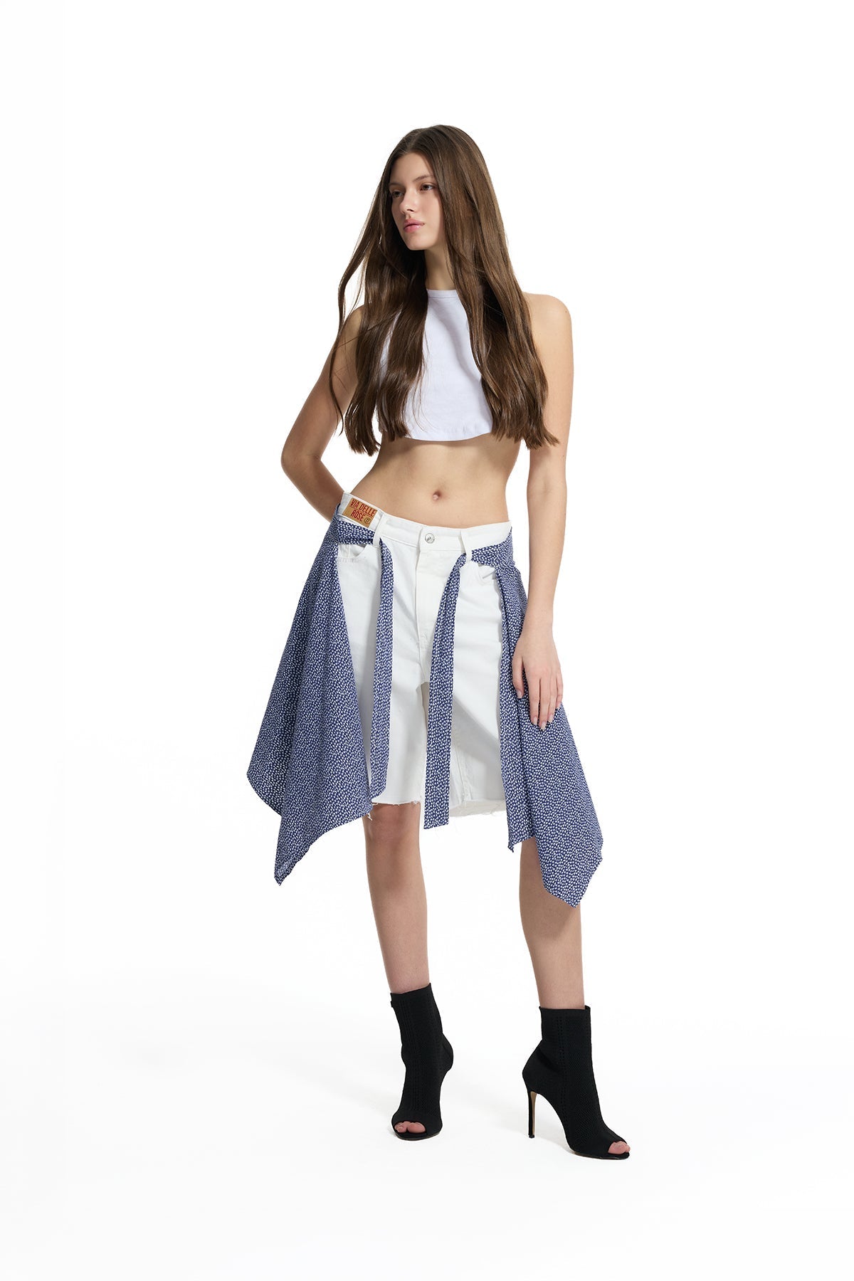 White Layered Sarong Shorts