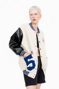 Off-White and Royal Blue Bomber Jacket